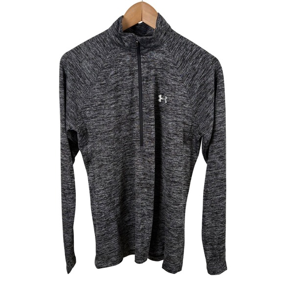 Under Armour Tops - Under Armour 1/2 Zip Pullover Women's L Black Gray HeatGear Space Dye Active Top
